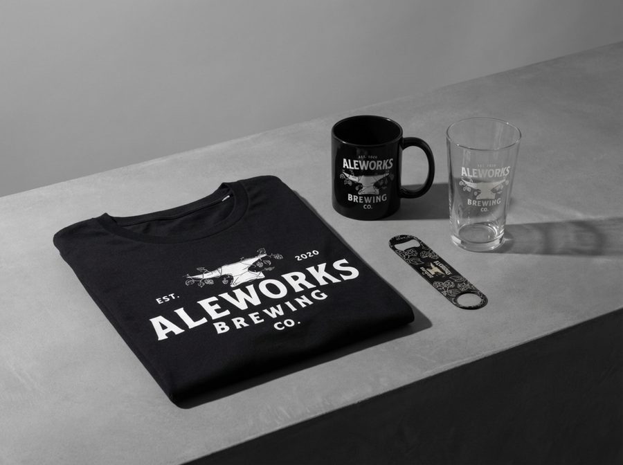 Branded merch flatlay